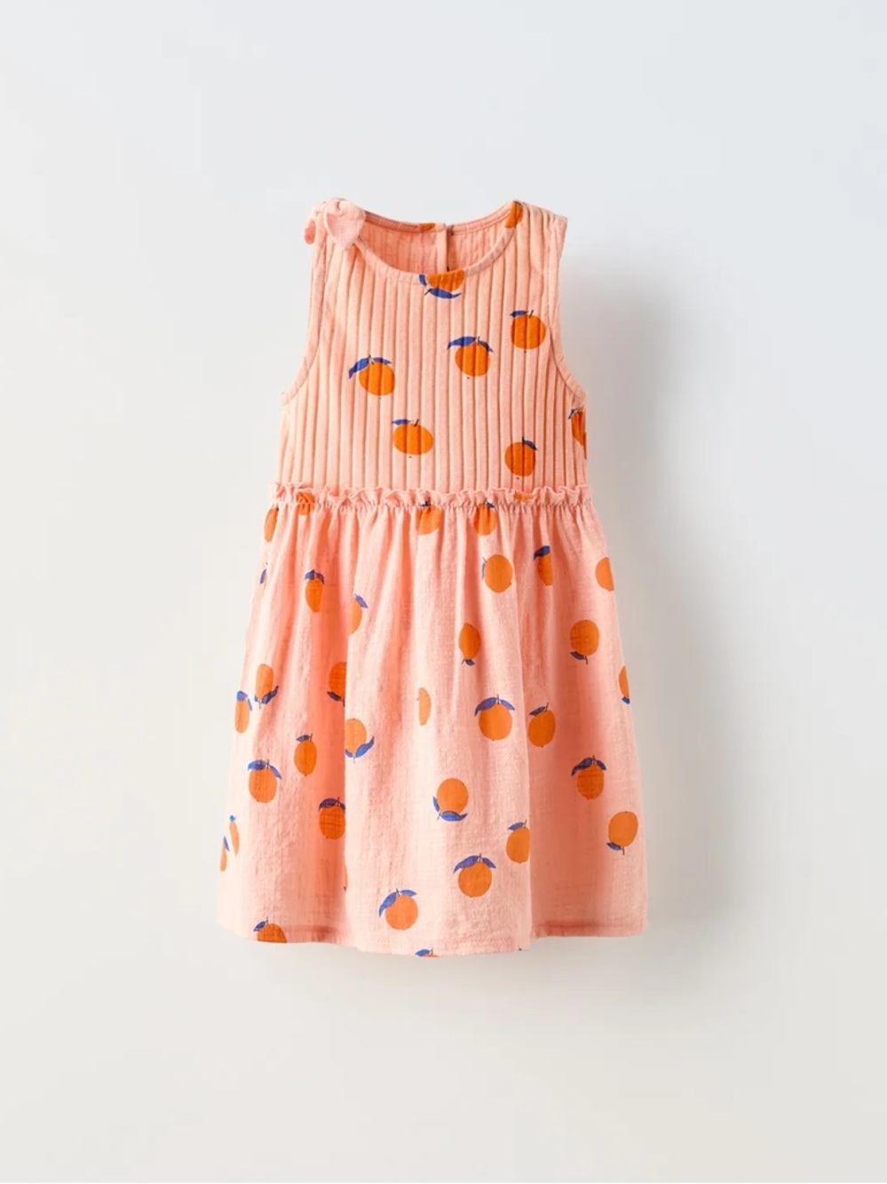 NWT Zara 1.5Y orange print sleeveless dress with shoulder bow knot